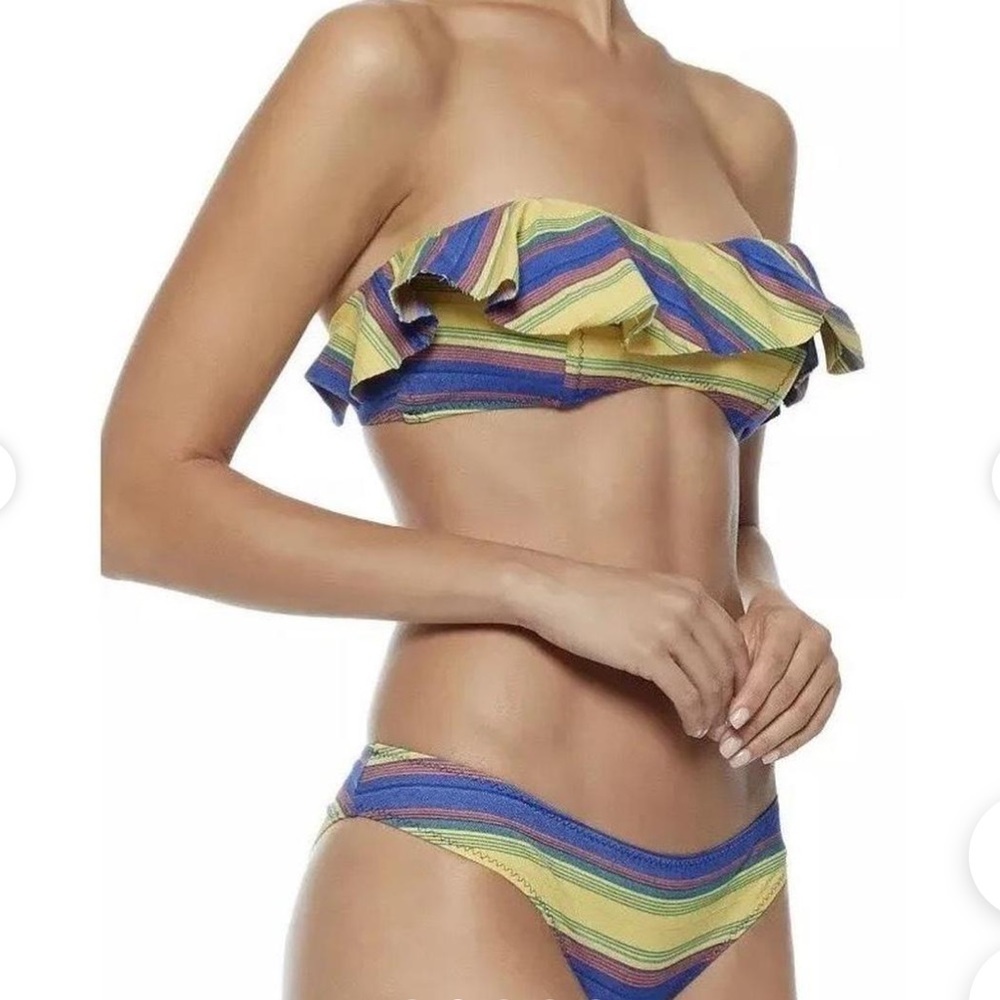 Lisa Marie Fernandez Striped Ruffle Bikini Set.